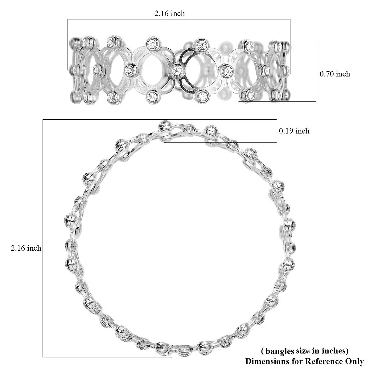 loral Sparkle Bangle/Ring – 925 Sterling Silver with Crystal Accents