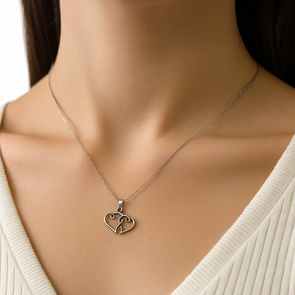 The Heart Necklace – 925 Sterling Silver Open Knot Pendant, Symbol of Timeless Connection