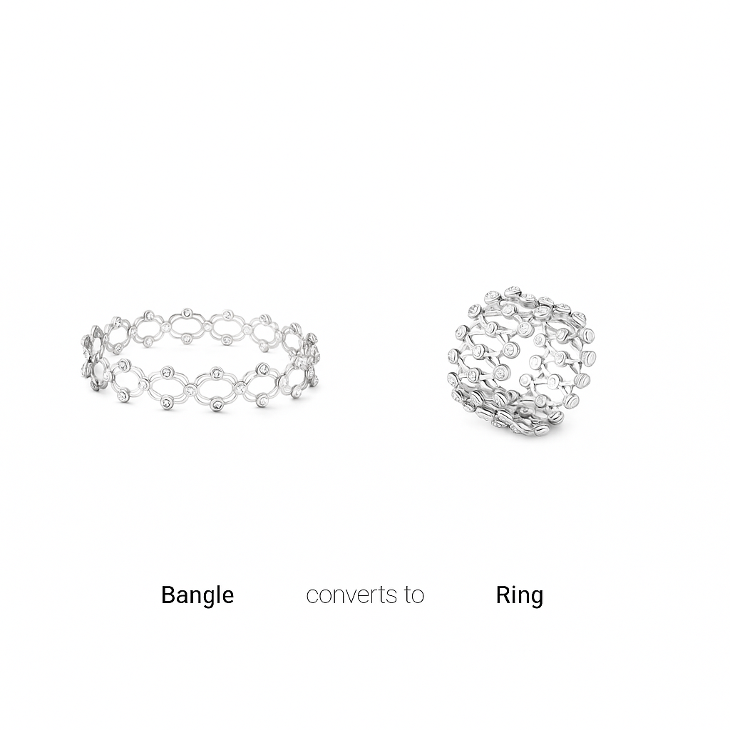 loral Sparkle Bangle/Ring – 925 Sterling Silver with Crystal Accents