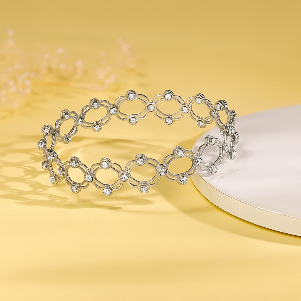 loral Sparkle Bangle/Ring – 925 Sterling Silver with Crystal Accents