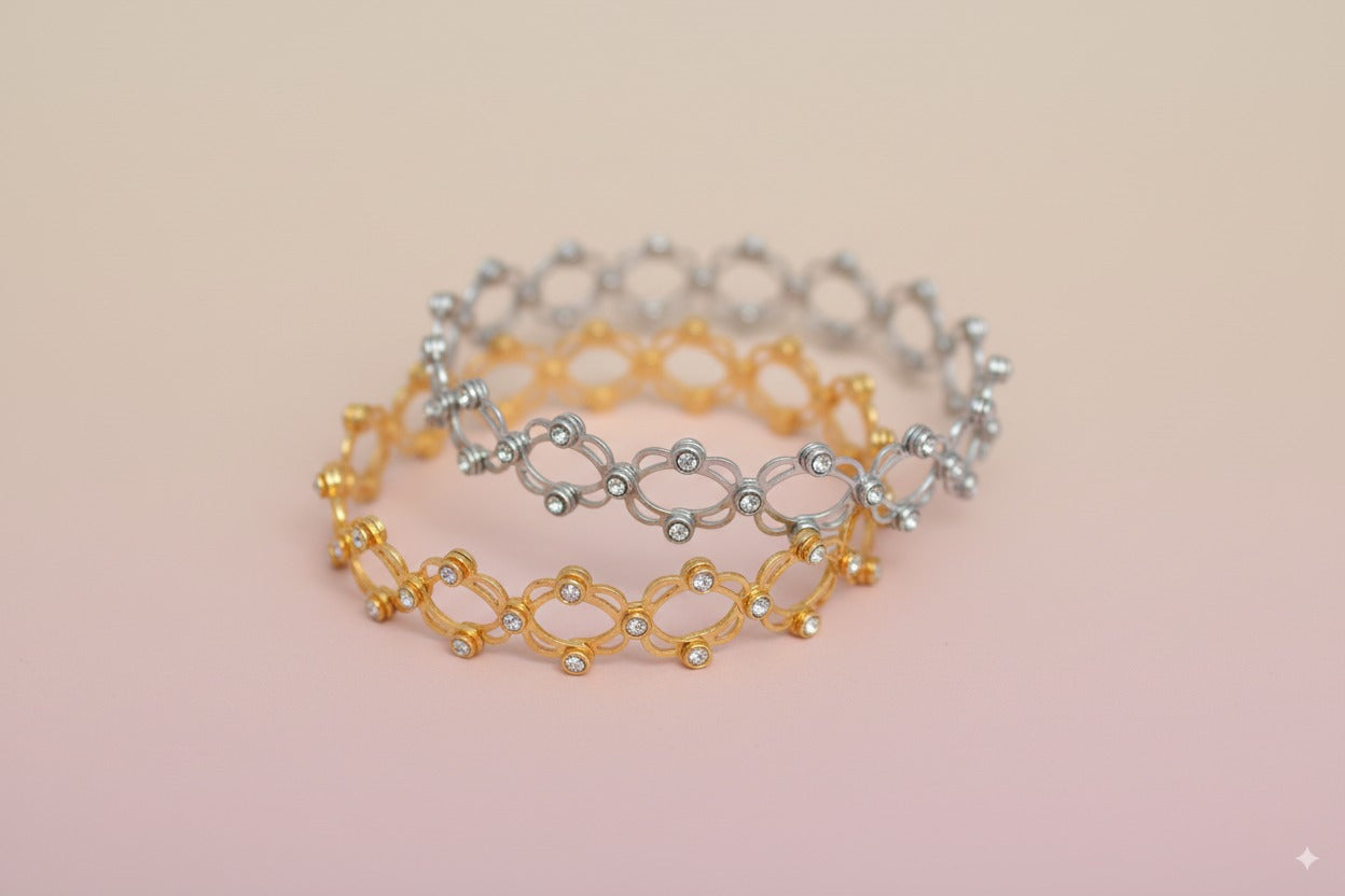 loral Sparkle Bangle/Ring – 925 Sterling Silver with Crystal Accents