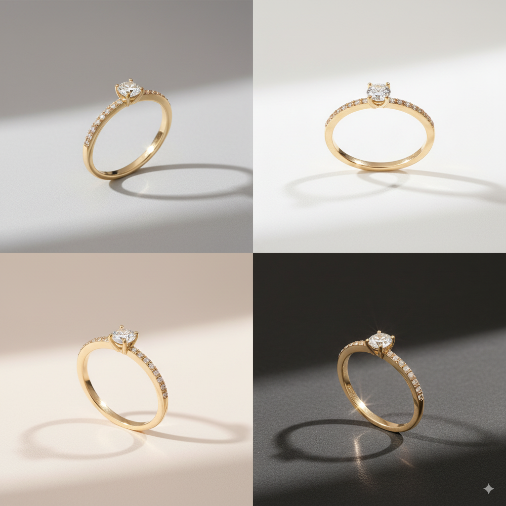 Eshira – Elegant Round Moissanite Solitaire Ring | 92.5 Silver with Gold Plating | Adjustable