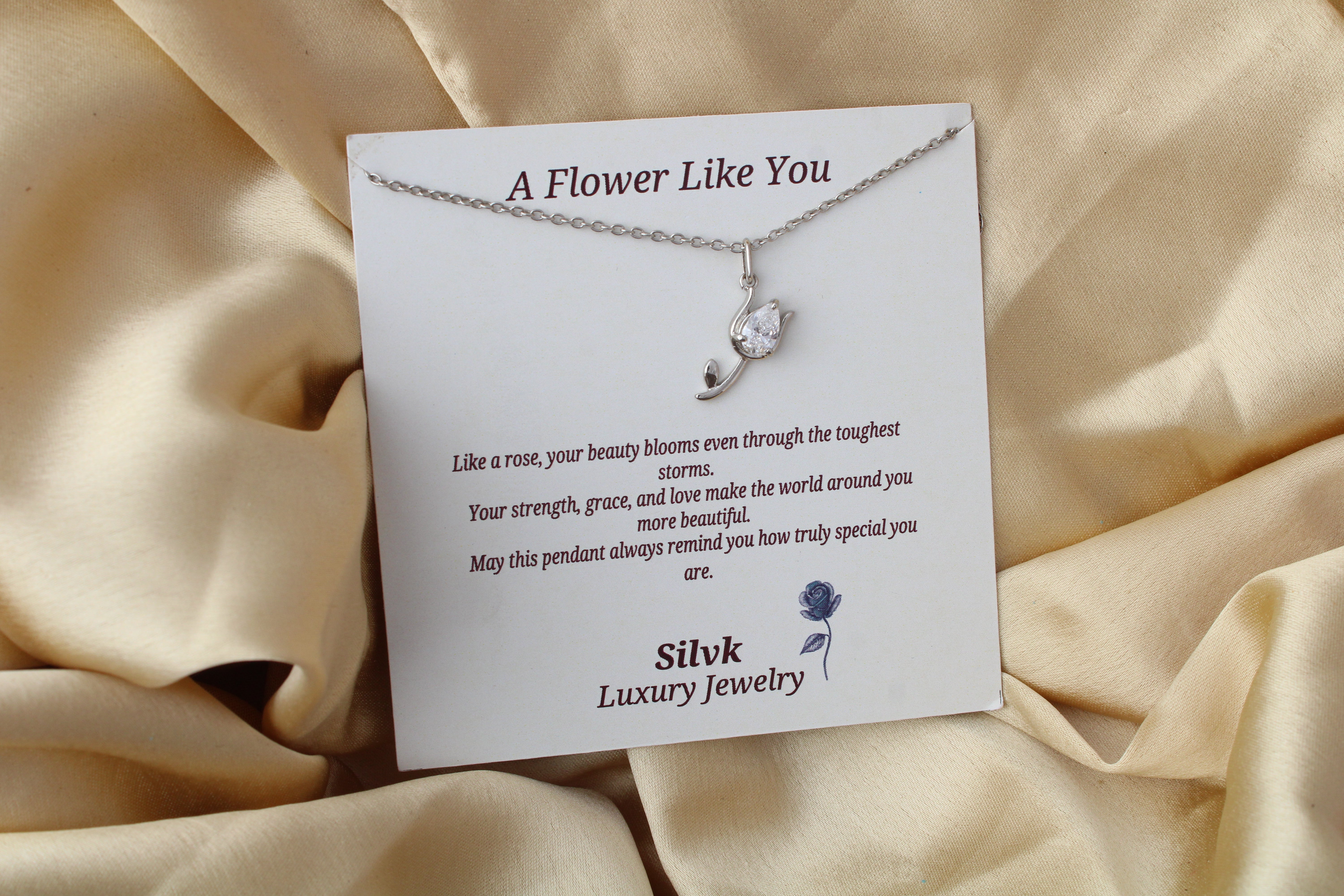 Elegant Rose Silver Pendant