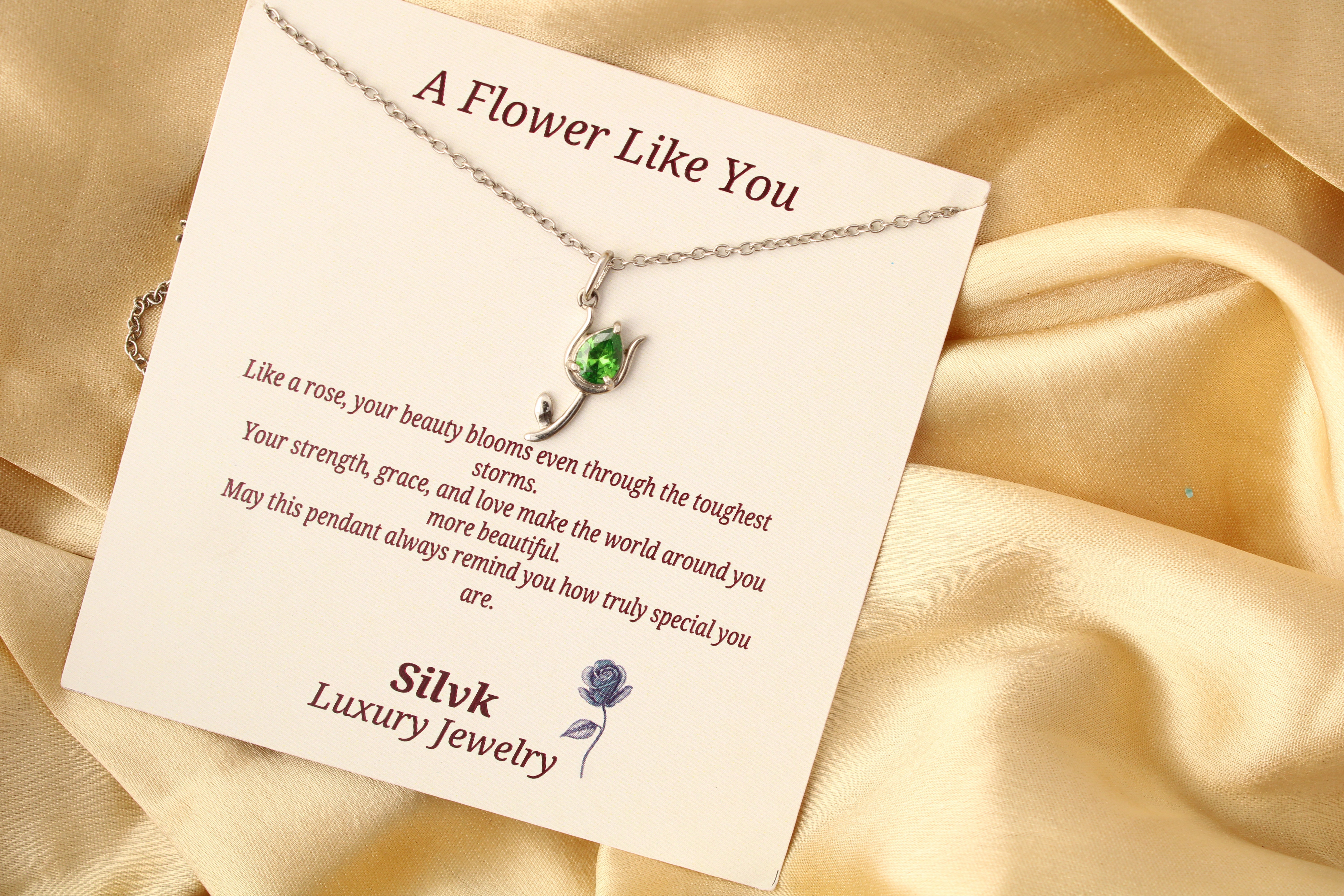 Elegant Rose Silver Pendant