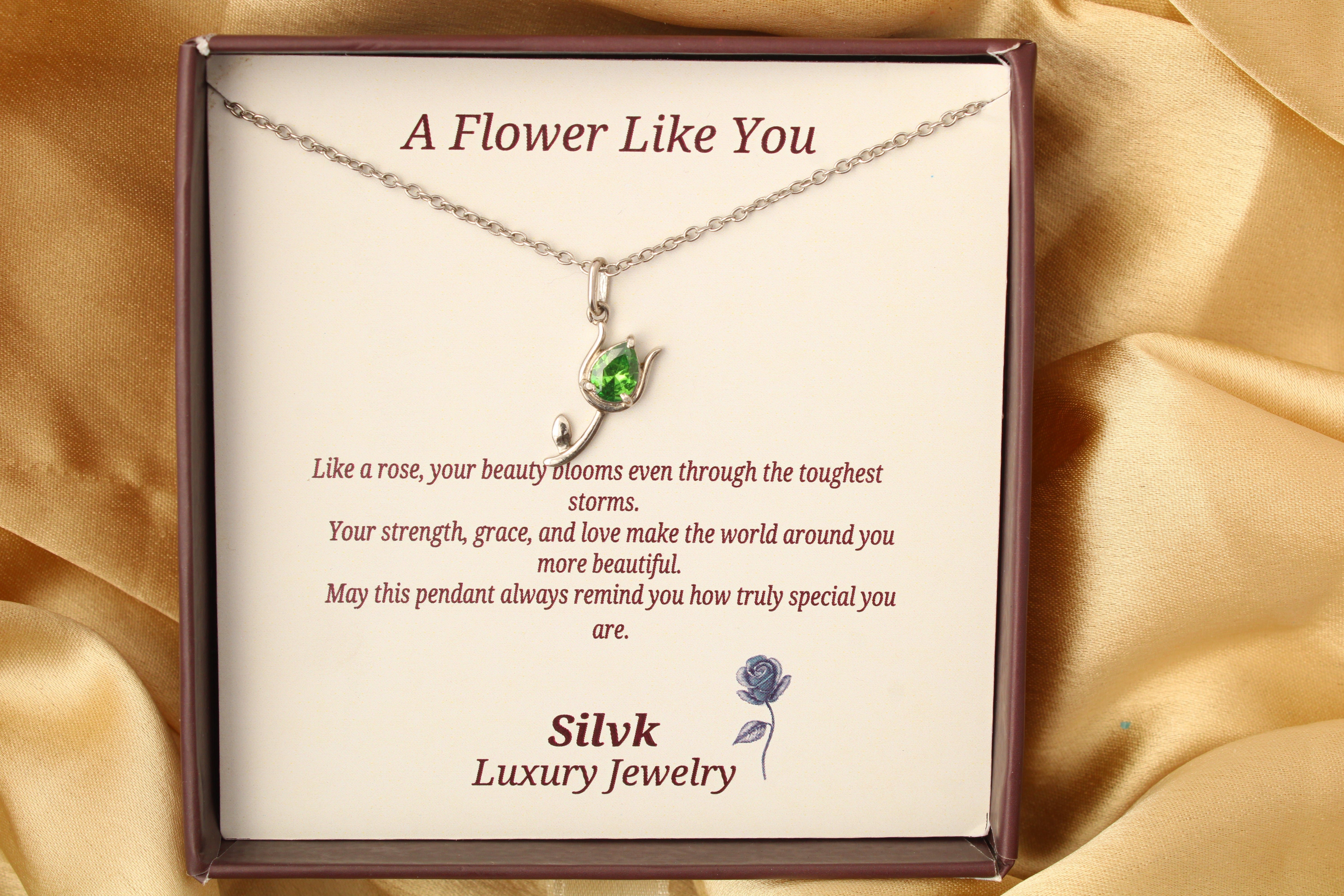 Elegant Rose Silver Pendant