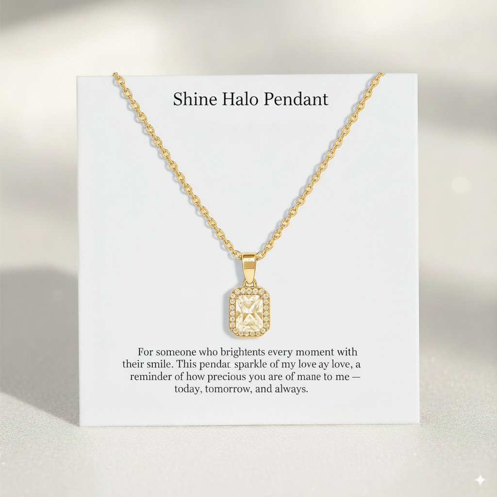 Shine Halo Pendant – 925 Sterling Silver Halo Pendant with Cubic Zirconia