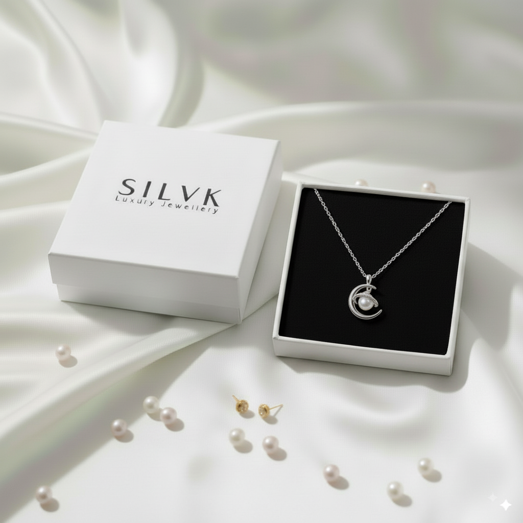 Moonlit Grace Pendant – 925 Sterling Silver Circular Pendant with Solitaire and Halo CZ