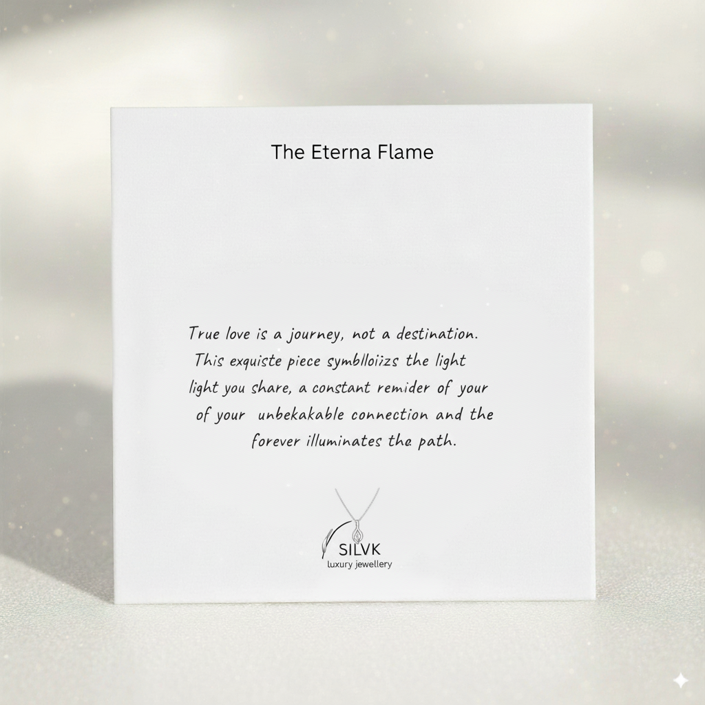 Eterna Flame Necklace – 925 Sterling Silver Gold-Plated Teardrop Pendant with Crystal Accents