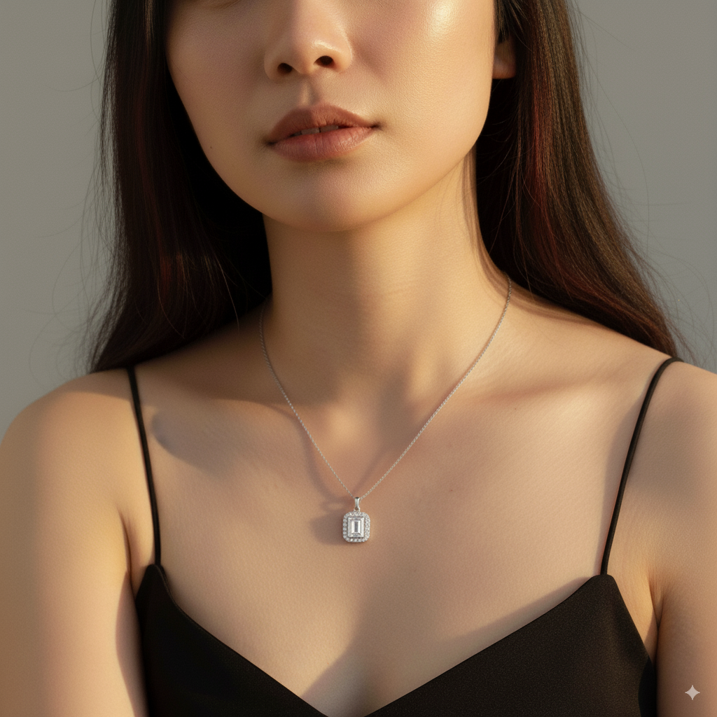 Shine Halo Pendant – 925 Sterling Silver Halo Pendant with Cubic Zirconia