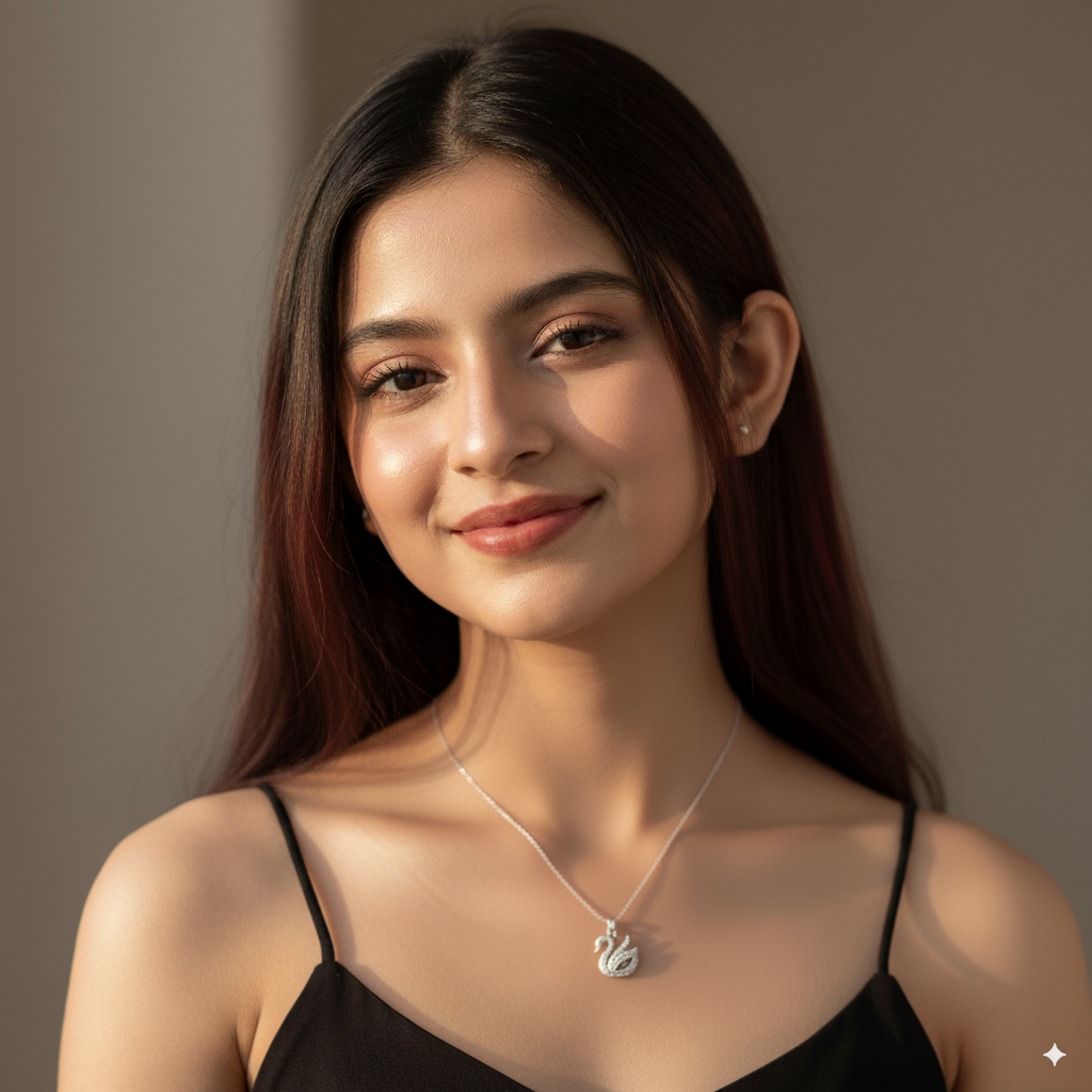 Swan Elegance Necklace – 925 Sterling Silver Gold-Plated Swan Pendant with Crystal Accents