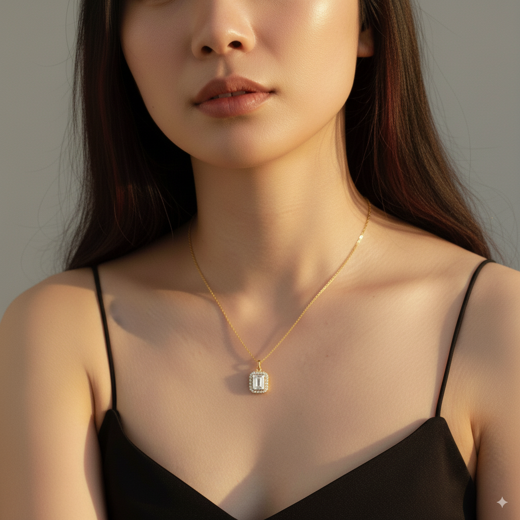 Shine Halo Pendant – 925 Sterling Silver Halo Pendant with Cubic Zirconia