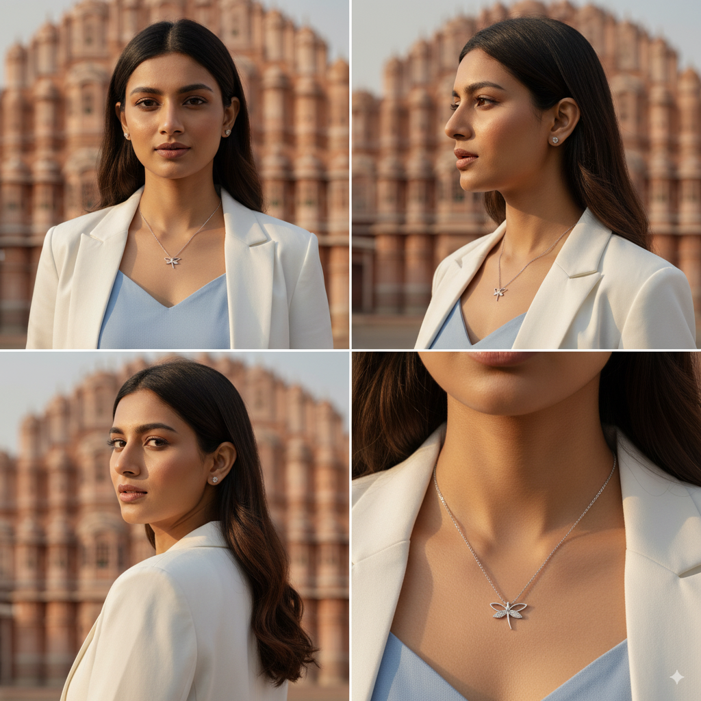 Dancing Butterfly Necklace – 925 Sterling Silver Gold-Plated Butterfly Pendant with Crystal Accents