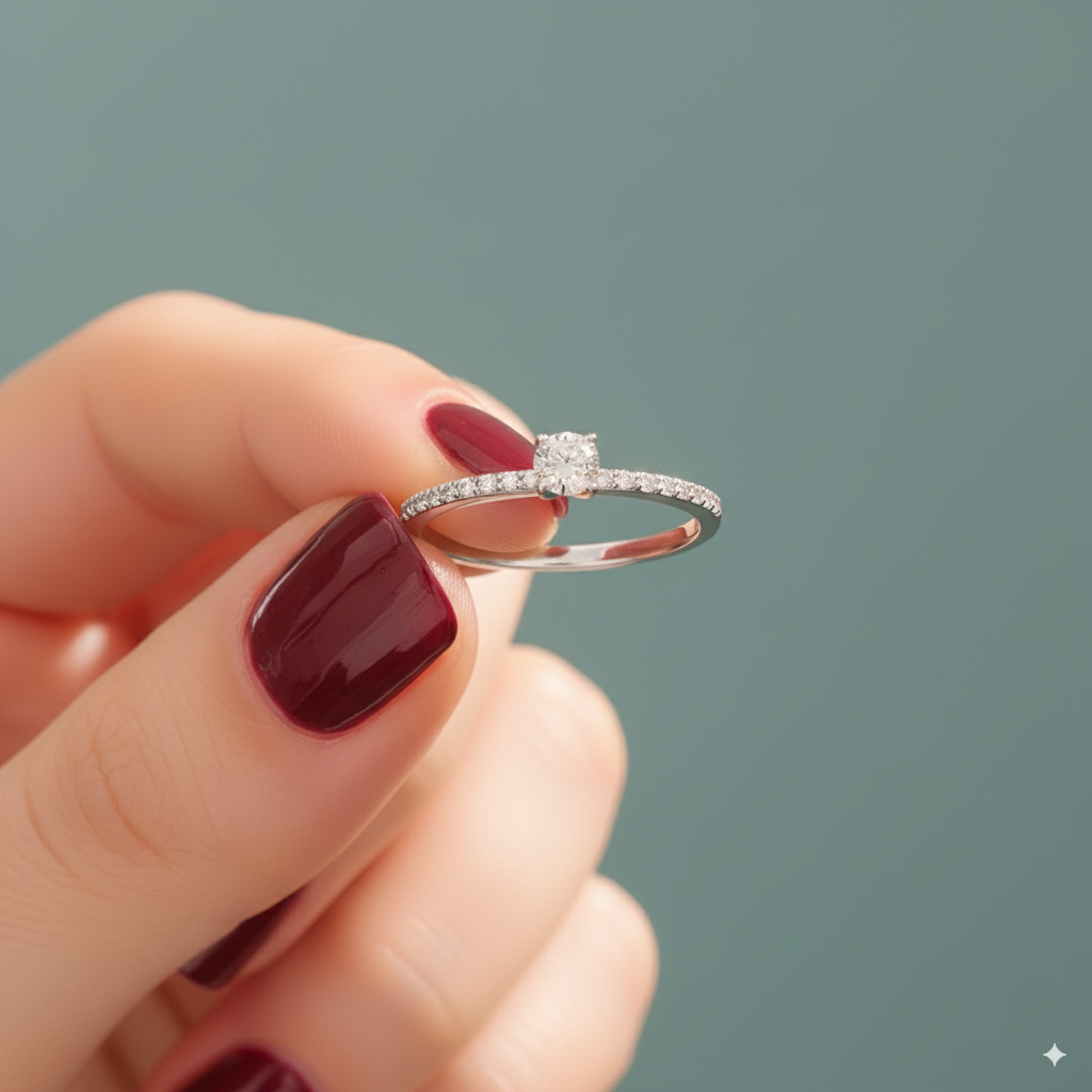 Eshira – Elegant Round Moissanite Solitaire Ring | 92.5 Silver with Gold Plating | Adjustable