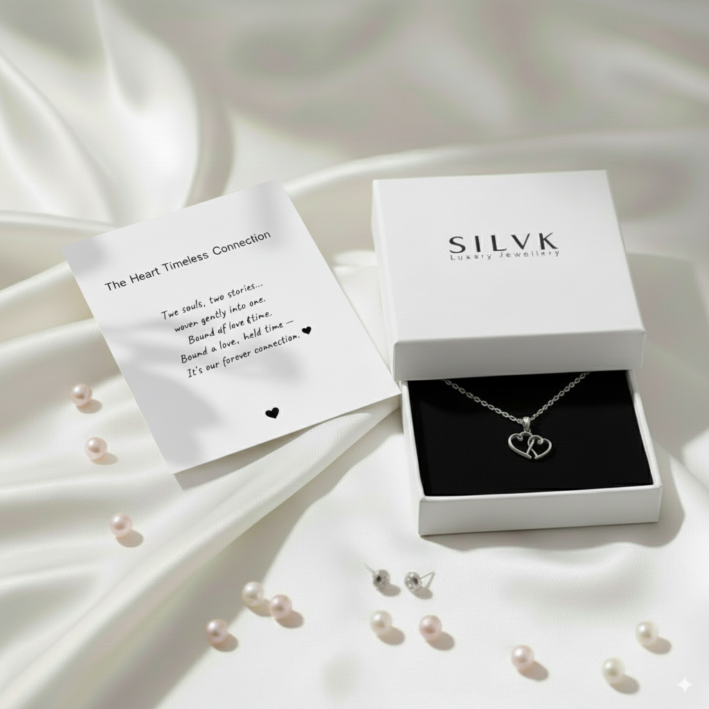 The Heart Necklace – 925 Sterling Silver Open Knot Pendant, Symbol of Timeless Connection