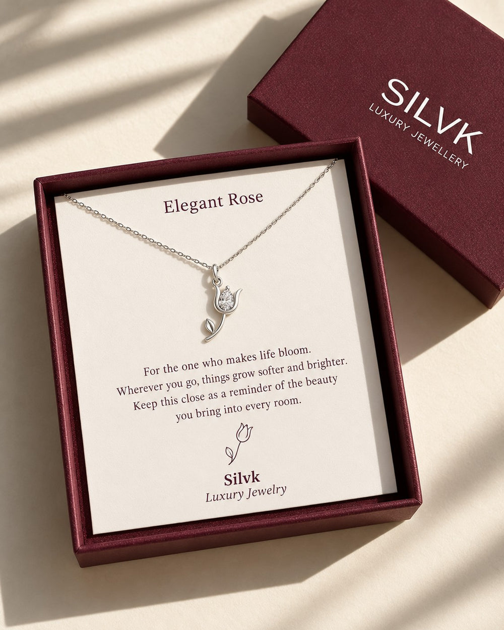 Elegant Rose Silver Pendant