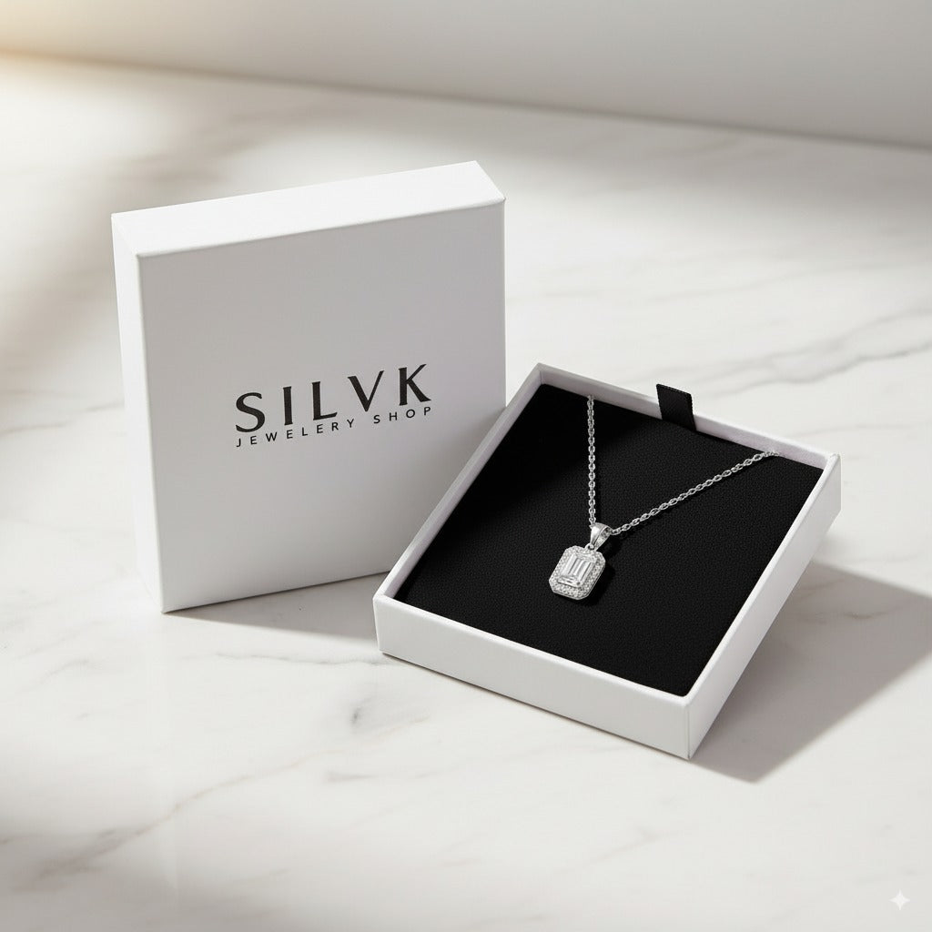 Shine Halo Pendant – 925 Sterling Silver Halo Pendant with Cubic Zirconia