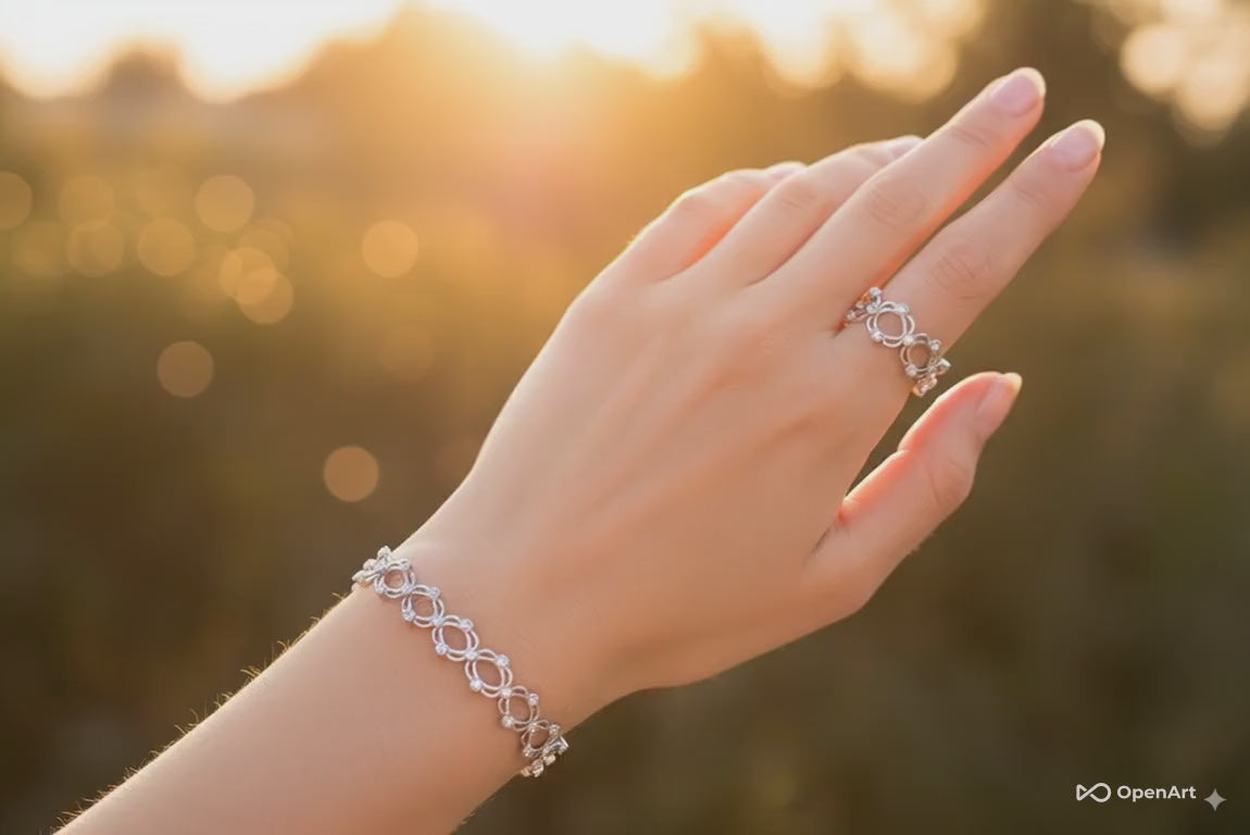 loral Sparkle Bangle/Ring – 925 Sterling Silver with Crystal Accents